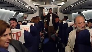 Pilot And A Duet Of Sexy Stair-well Attendants Fuck On The Facet