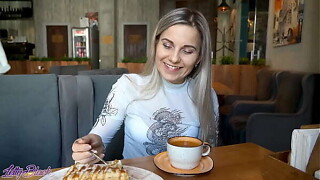 Distantly Controlled Fake penis In Packed Coffee house - Letty Dark