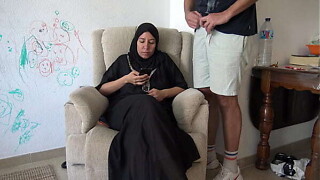 Arab milf receives ambitious jizz flow from lewd masturbating stepson