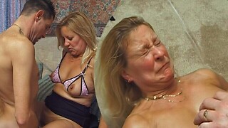 Massive squirting spunk fountain atop of a All red wife